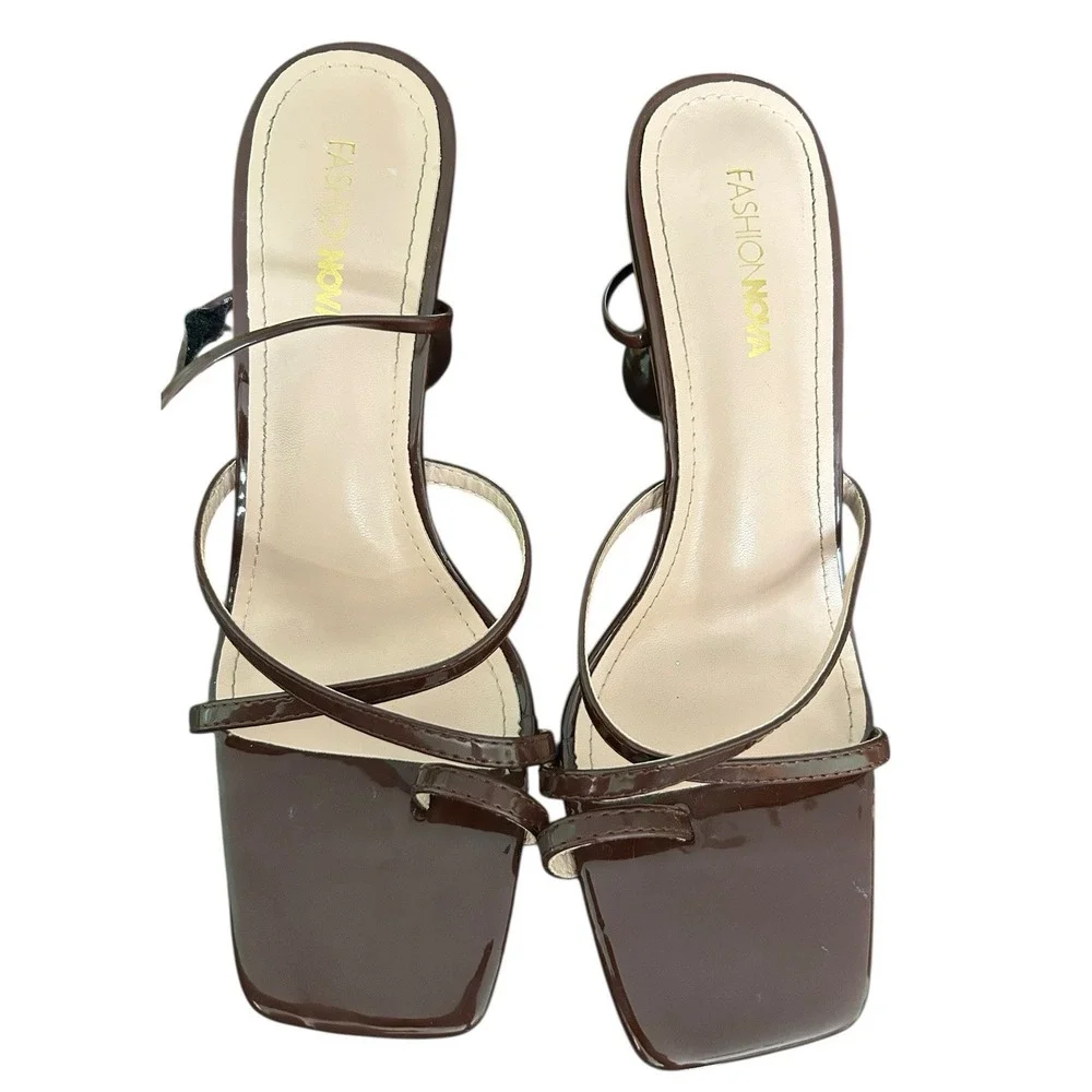 Fashion Nova Unique Waylon Gladiator Heeled Sandals Womens Size 8.5M Brown